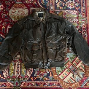 Avirex Dark Brown Leather Bomber Jacket